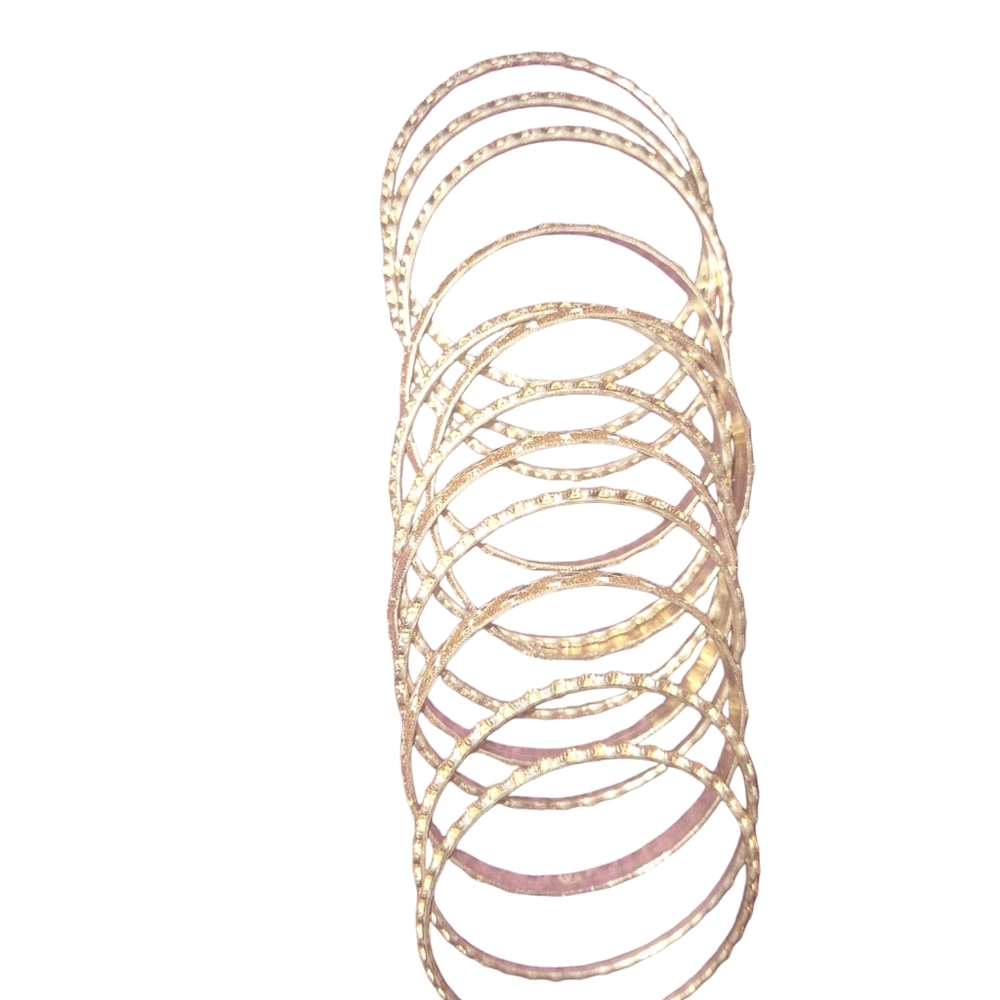 12:piece Indian gold tone bangle set.